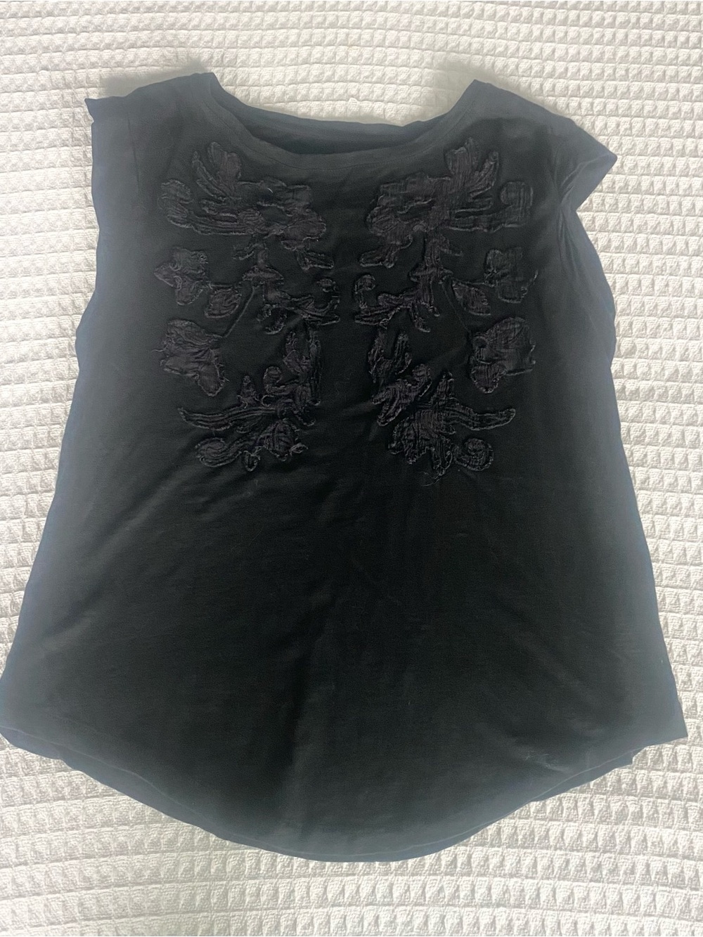 Caslon Black Embroidered Tank Top medium